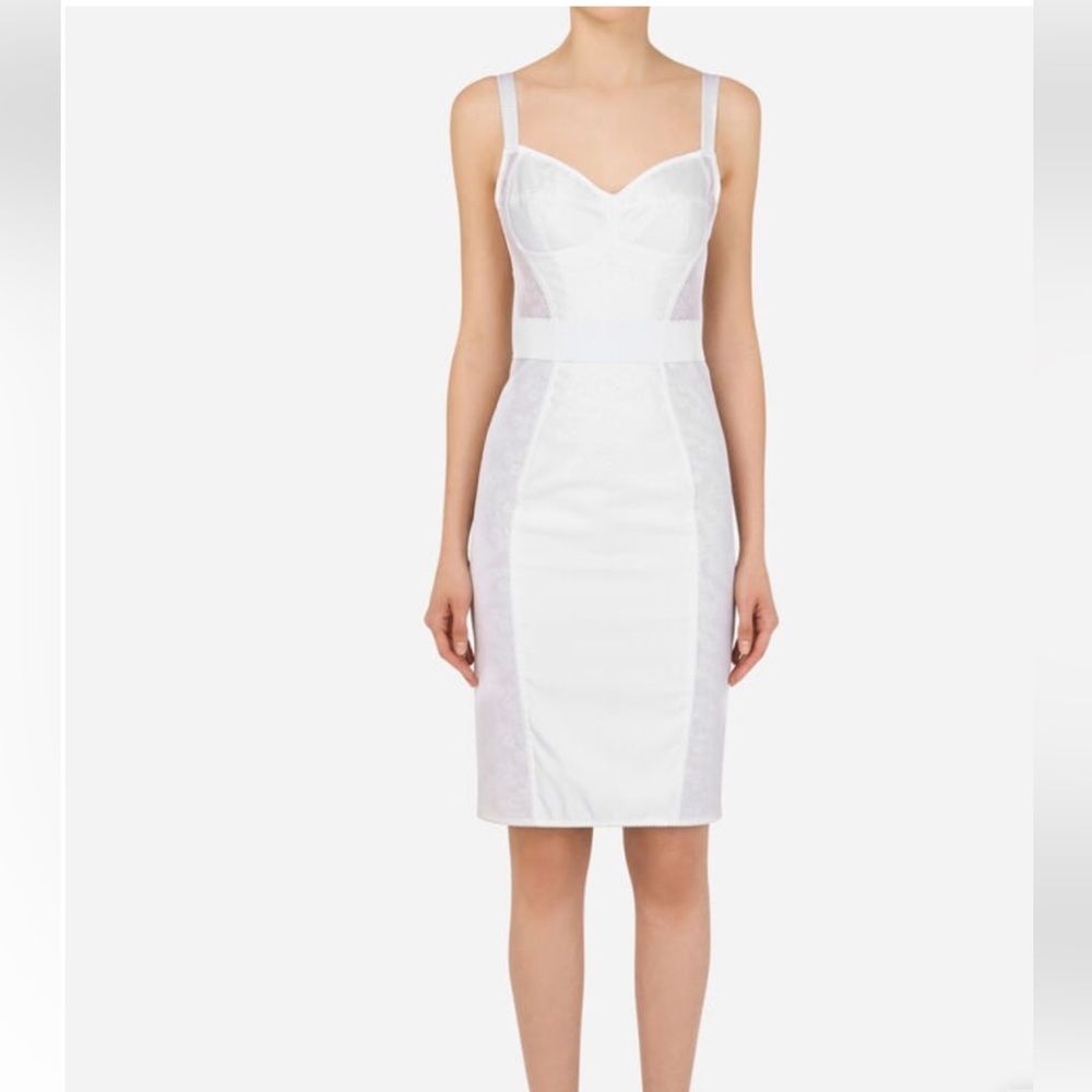 Dolce and Gabbana white lace midi dress